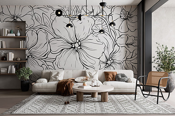 Disegno in bianco e nero di fiori Disegno in bianco e nero di fiori