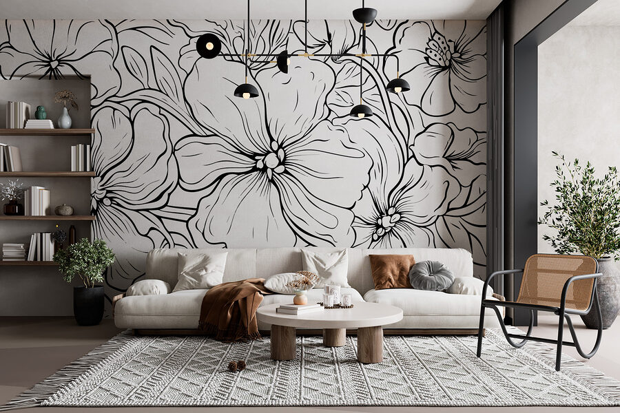 Disegno in bianco e nero di fiori