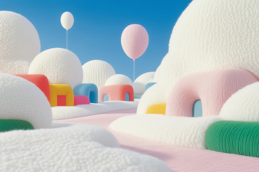 Carta da parati Paesaggio con palloncini ed edifici - immagine 7
