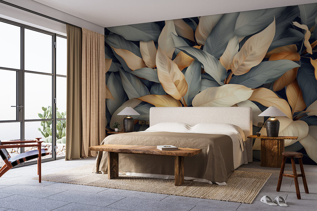 Group of leaves with different colors