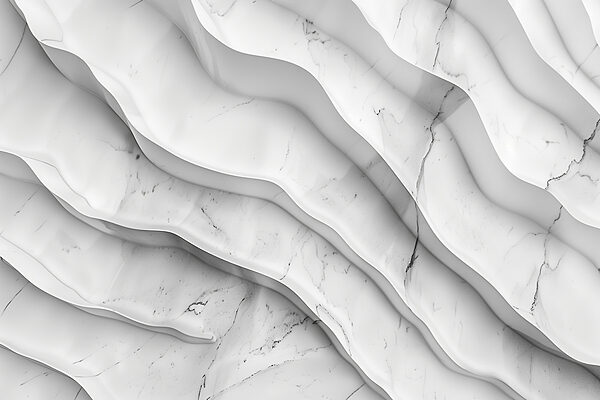 Superficie in marmo bianco con linee ondulate Superficie in marmo bianco con linee ondulate