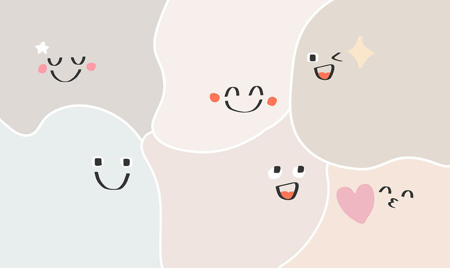 Gruppo di facce da cartone animato