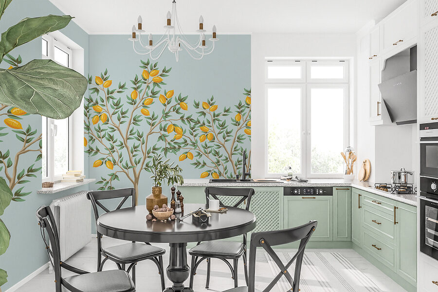 Gruppo di alberi di limone con frutti Gruppo di alberi di limone con frutti