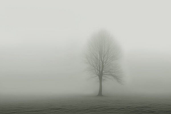 Albero in un campo di nebbia Albero in un campo di nebbia