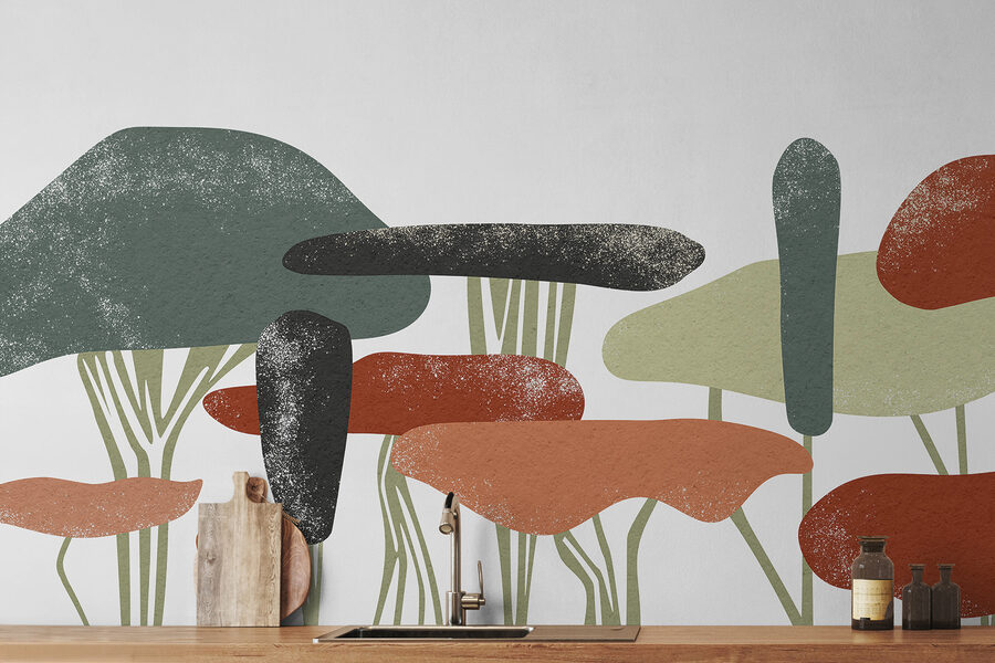 Wall murals Group of trees with different colors Wall murals Group of trees with different colors