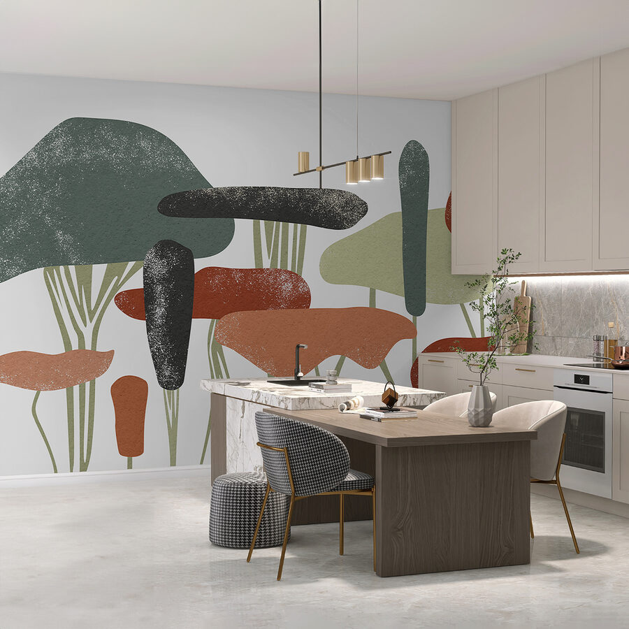 Wall murals Group of trees with different colors Wall murals Group of trees with different colors