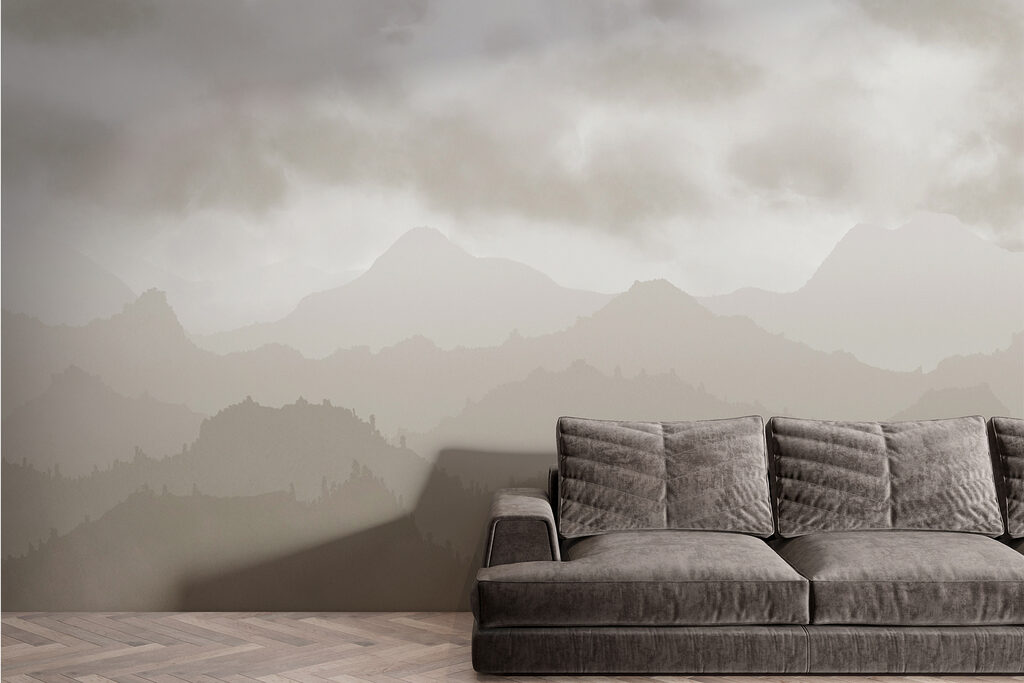 Foggy mountain range