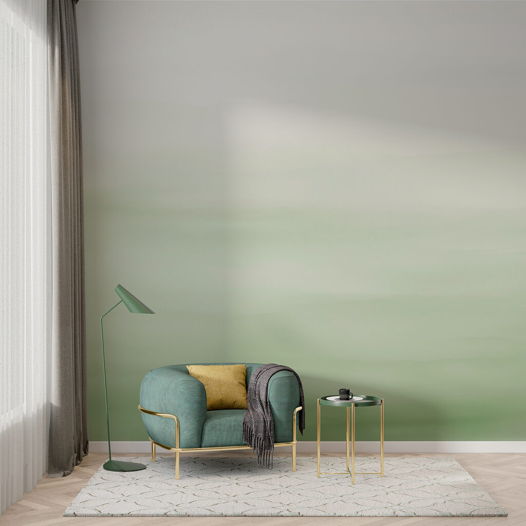 White and green background