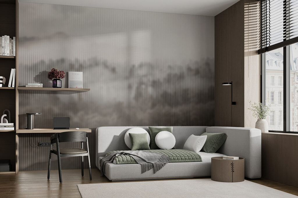 Foggy forest with trees