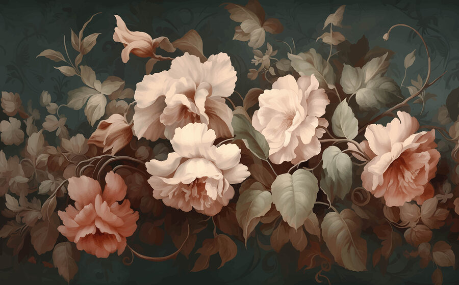 Pittura di fiori su sfondo scuro Pittura di fiori su sfondo scuro