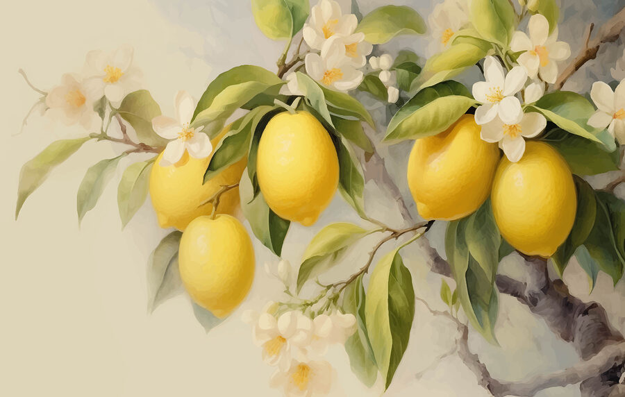 Pittura di limoni su un albero
