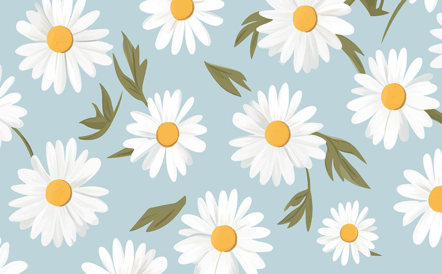 Motivo di fiori bianchi e foglie verdi
