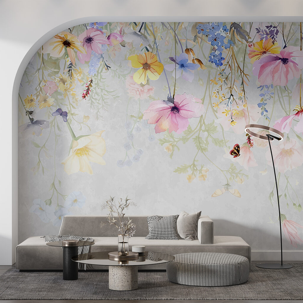 Painting of flowers and butterflies
