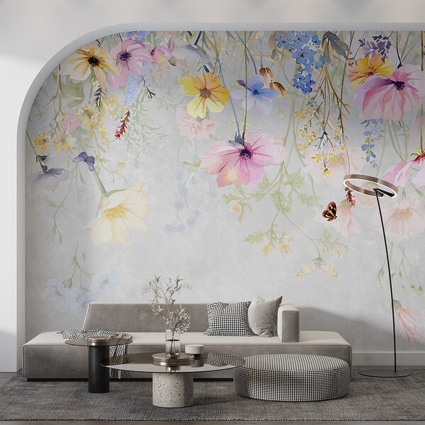 Painting of flowers and butterflies