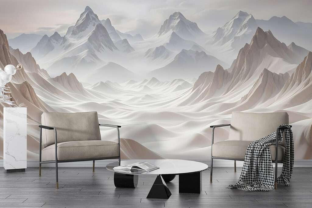 Snowy mountains with clouds Snowy mountains with clouds