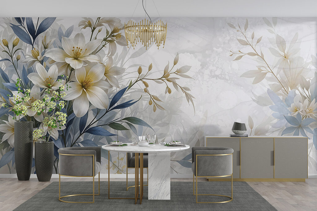 Painting of flowers and leaves