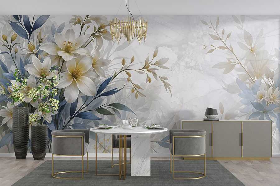 Pittura di fiori e foglie