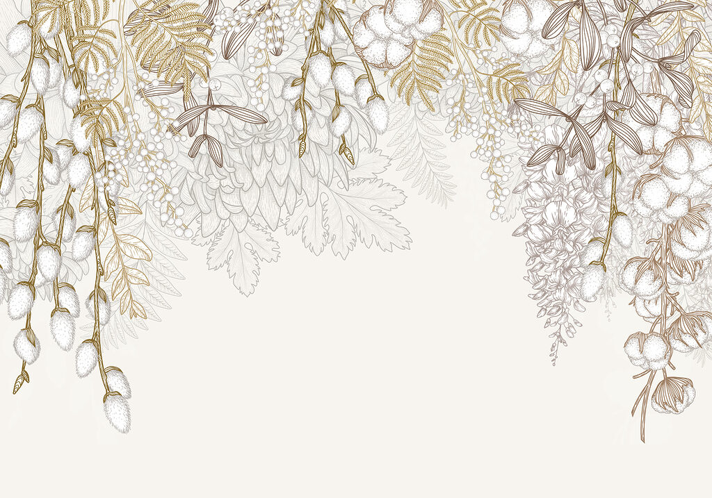Disegno floreale bianco e marrone Disegno floreale bianco e marrone