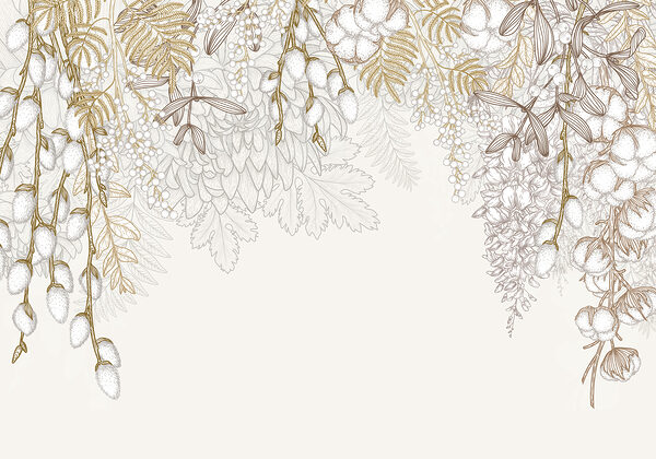 Disegno floreale bianco e marrone Disegno floreale bianco e marrone