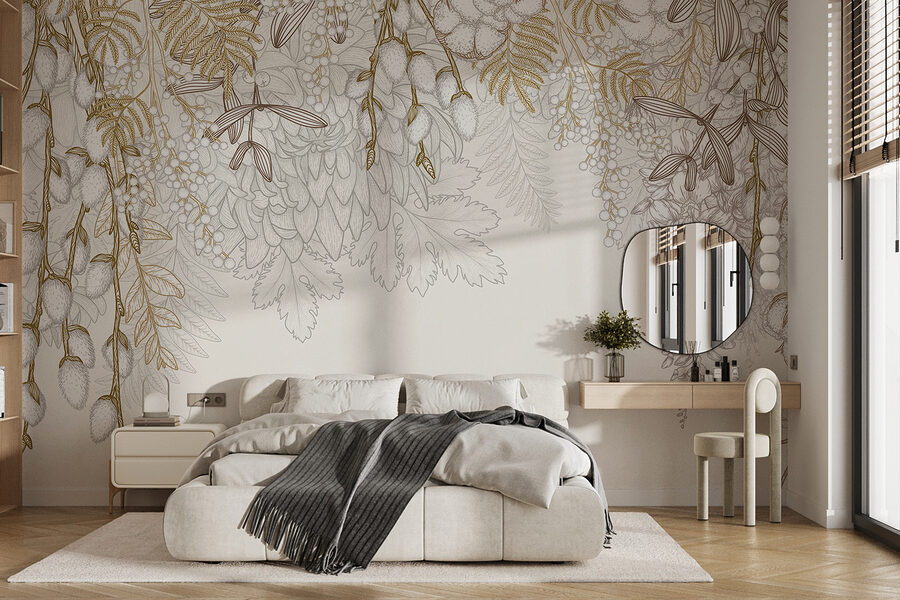 Disegno floreale bianco e marrone Disegno floreale bianco e marrone