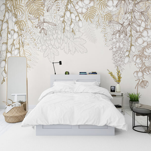 Disegno floreale bianco e marrone Disegno floreale bianco e marrone