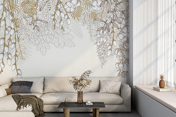 Disegno floreale bianco e marrone Disegno floreale bianco e marrone