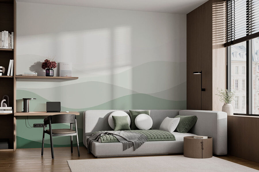 Linee ondulate verdi e bianche