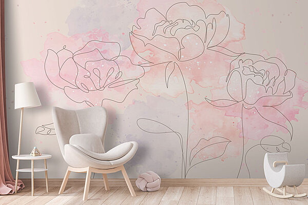Disegno di fiori su sfondo rosa Disegno di fiori su sfondo rosa
