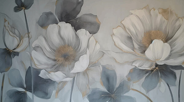 Pittura di fiori su una parete Pittura di fiori su una parete