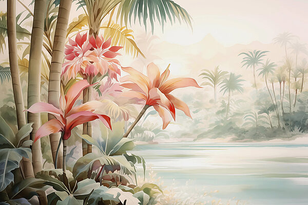 Pittura di fiori e palme Pittura di fiori e palme