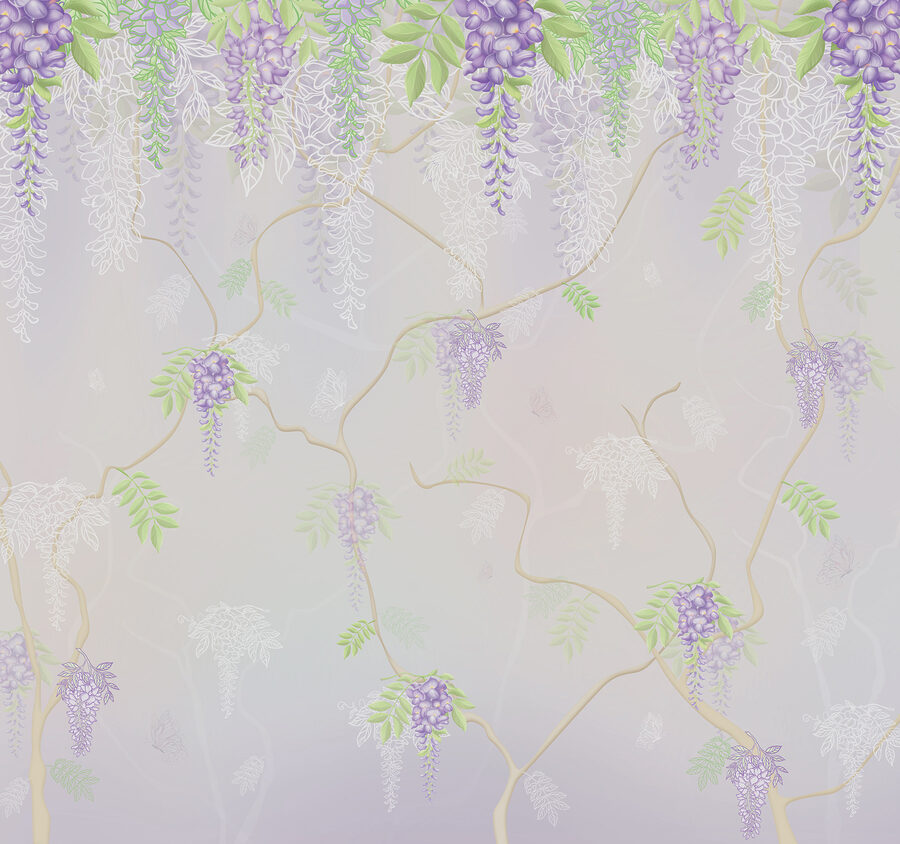 Carta da parati con fiori viola