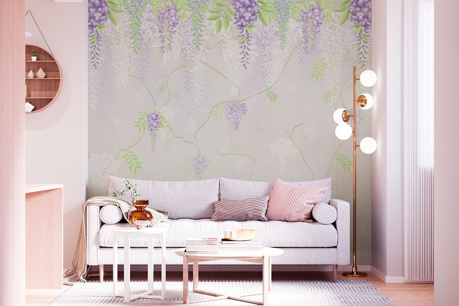 Carta da parati con fiori viola