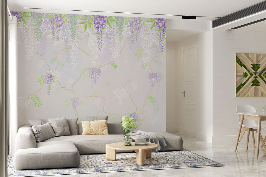 Carta da parati con fiori viola