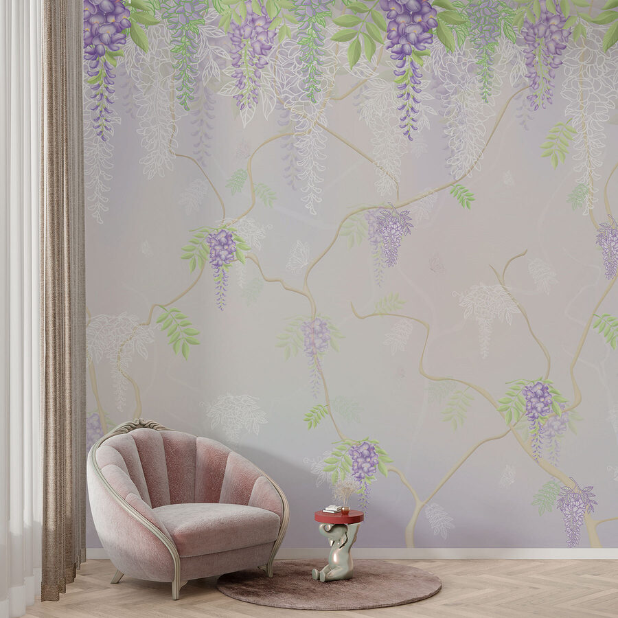 Carta da parati con fiori viola
