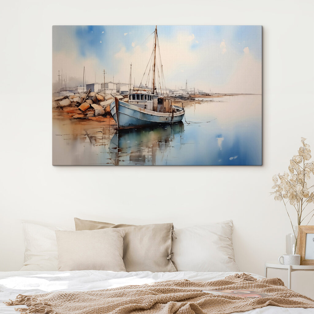 Watercolor of a boat on the water