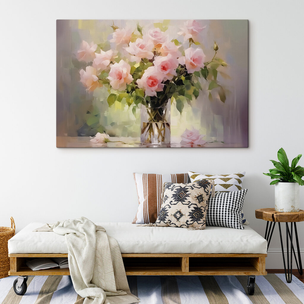 Bouquet of pink roses in a glass vase Bouquet of pink roses in a glass vase
