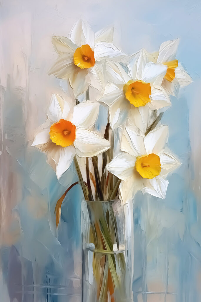 White and yellow flowers in a glass vase White and yellow flowers in a glass vase