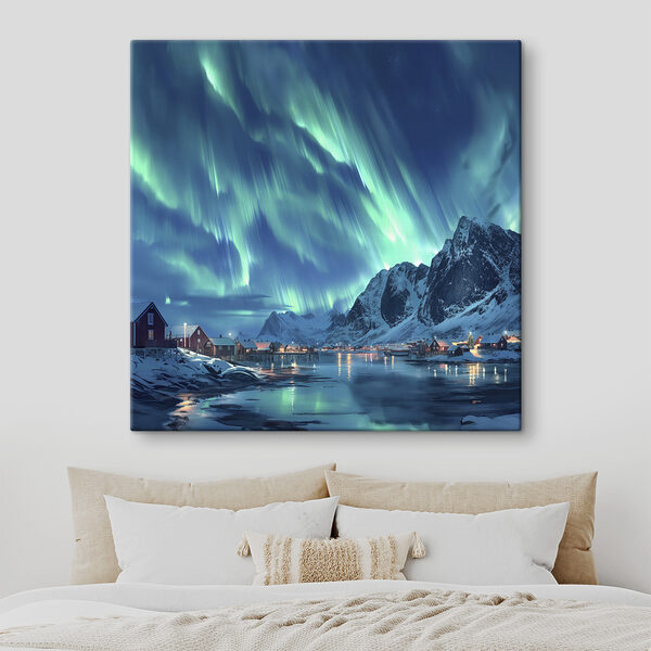 Quadri Quadri Aurora boreale su una montagna innevata (COD: s40300)