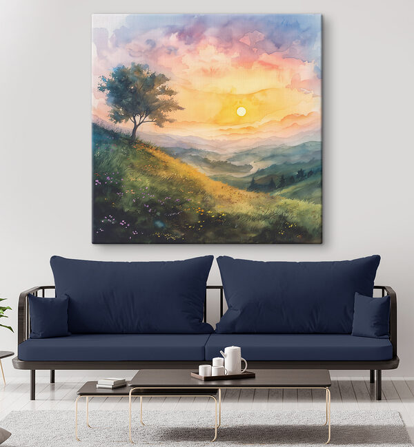 Quadri Dipinto raffigurante un paesaggio con un albero e dei fiori (COD: s40303) Quadri Quadri Dipinto raffigurante un paesaggio con un albero e dei fiori (COD: s40303)