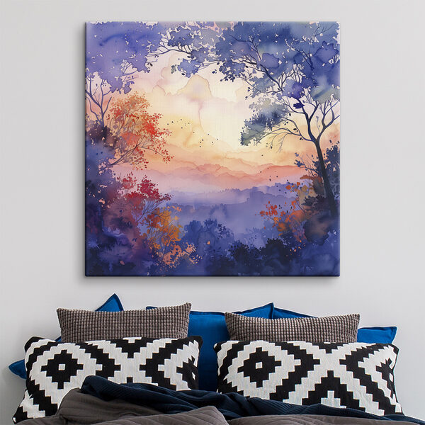 Quadri Quadri Acquerello raffigurante alberi e un tramonto (COD: s40304)