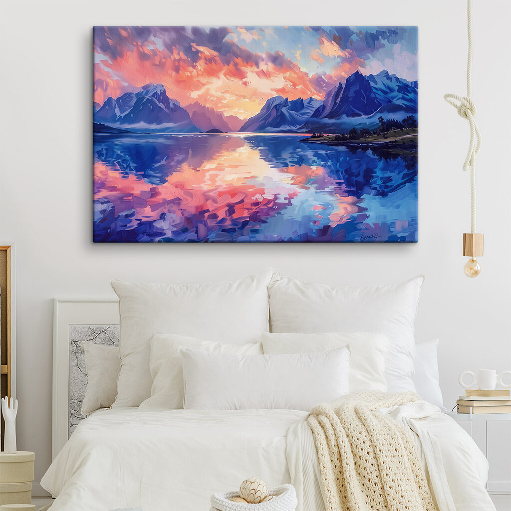Painting of mountains and water