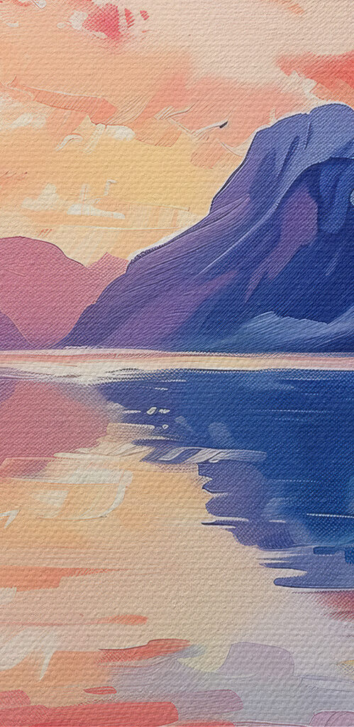 Painting of mountains and water
