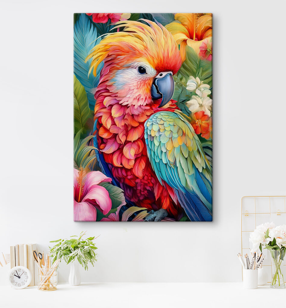 Colorful bird with feathers