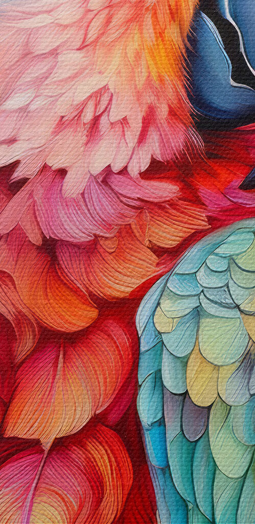 Colorful bird with feathers