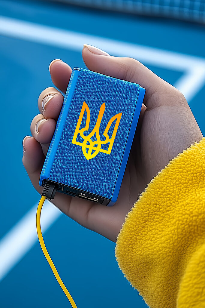 Hand holding a blue device Hand holding a blue device