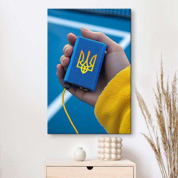 Hand holding a blue device Hand holding a blue device