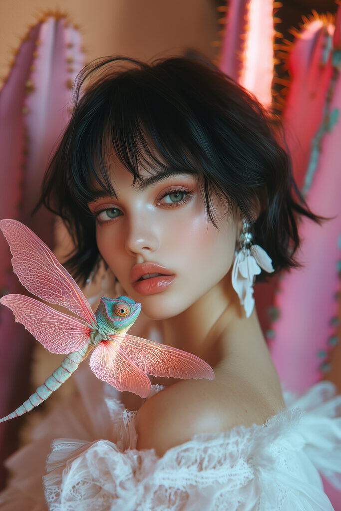 Woman with a dragonfly