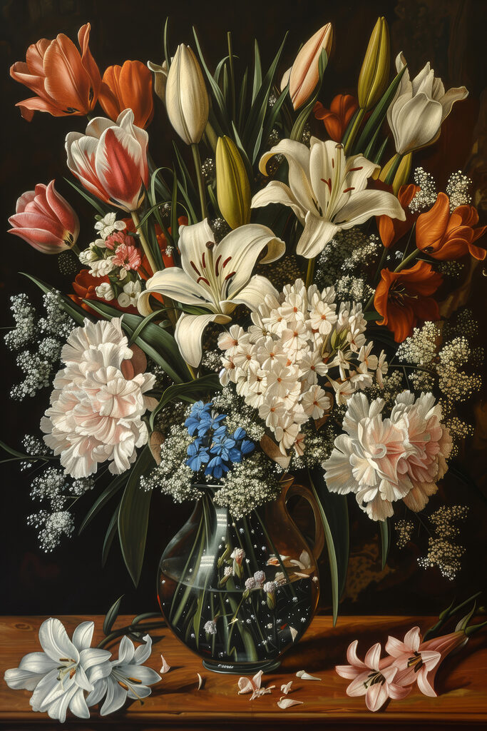 Painting of flowers in a vase Painting of flowers in a vase