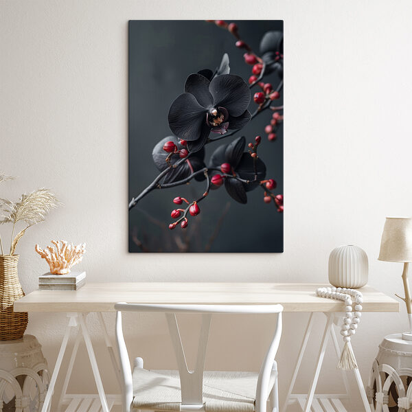Quadri Quadri Fiore nero con bacche rosse (COD: s40663)