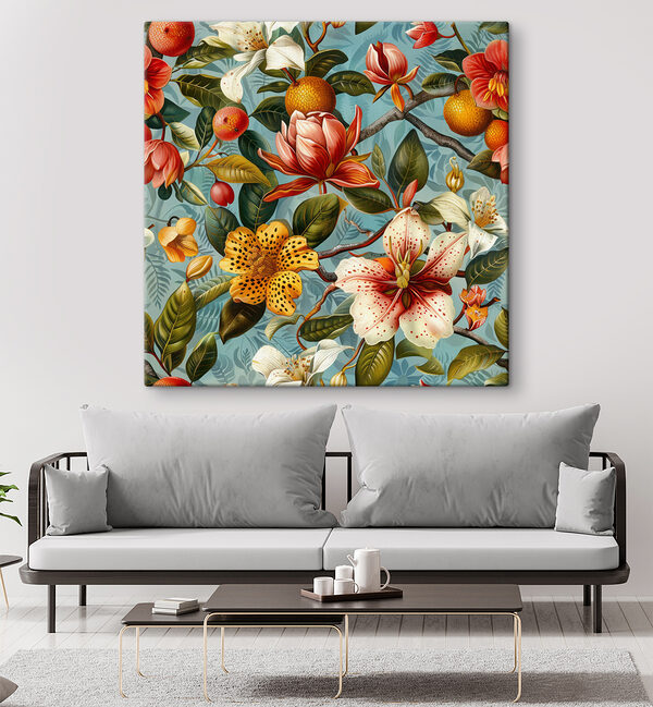 Floral pattern with oranges and flowers Floral pattern with oranges and flowers